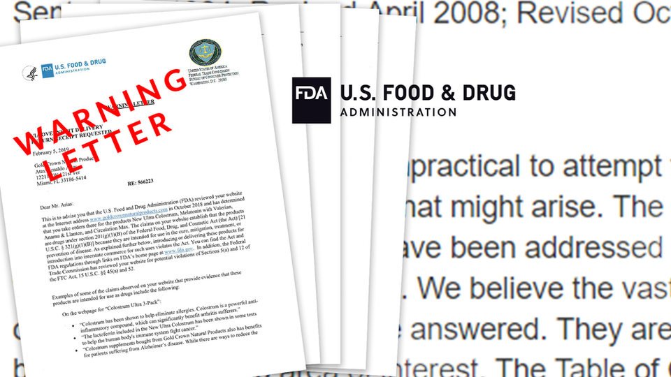 Example of an FDA warning letter and labeling guidance documents
