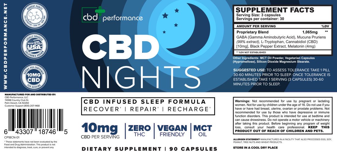 CBD Nights — Label Design by Sports Nutrition Labels