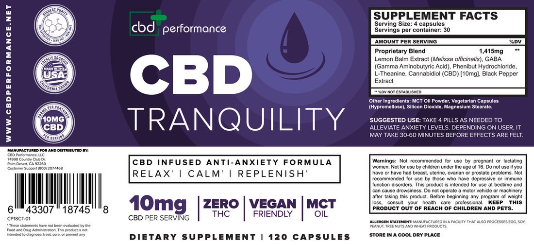 CBD Tranquility — Label Design by Sports Nutrition Labels