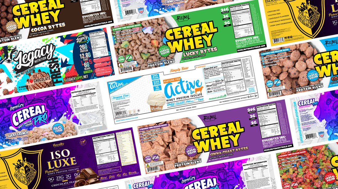 Cereal Whey Series — Label Design by Sports Nutrition Labels