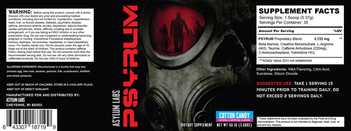 Psyrum - Asylum Labs — Label Design by Sports Nutrition Labels