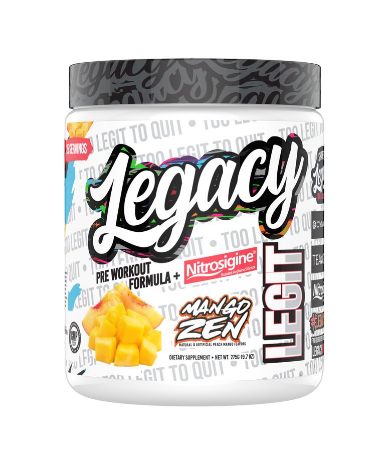 Legacy Legit Pre-Workout — 3D Render by Sports Nutrition Labels